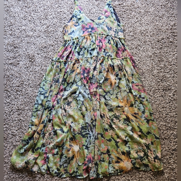 Free People Julianna floral musty boho chic maxi dress size L - Picture 2 of 12